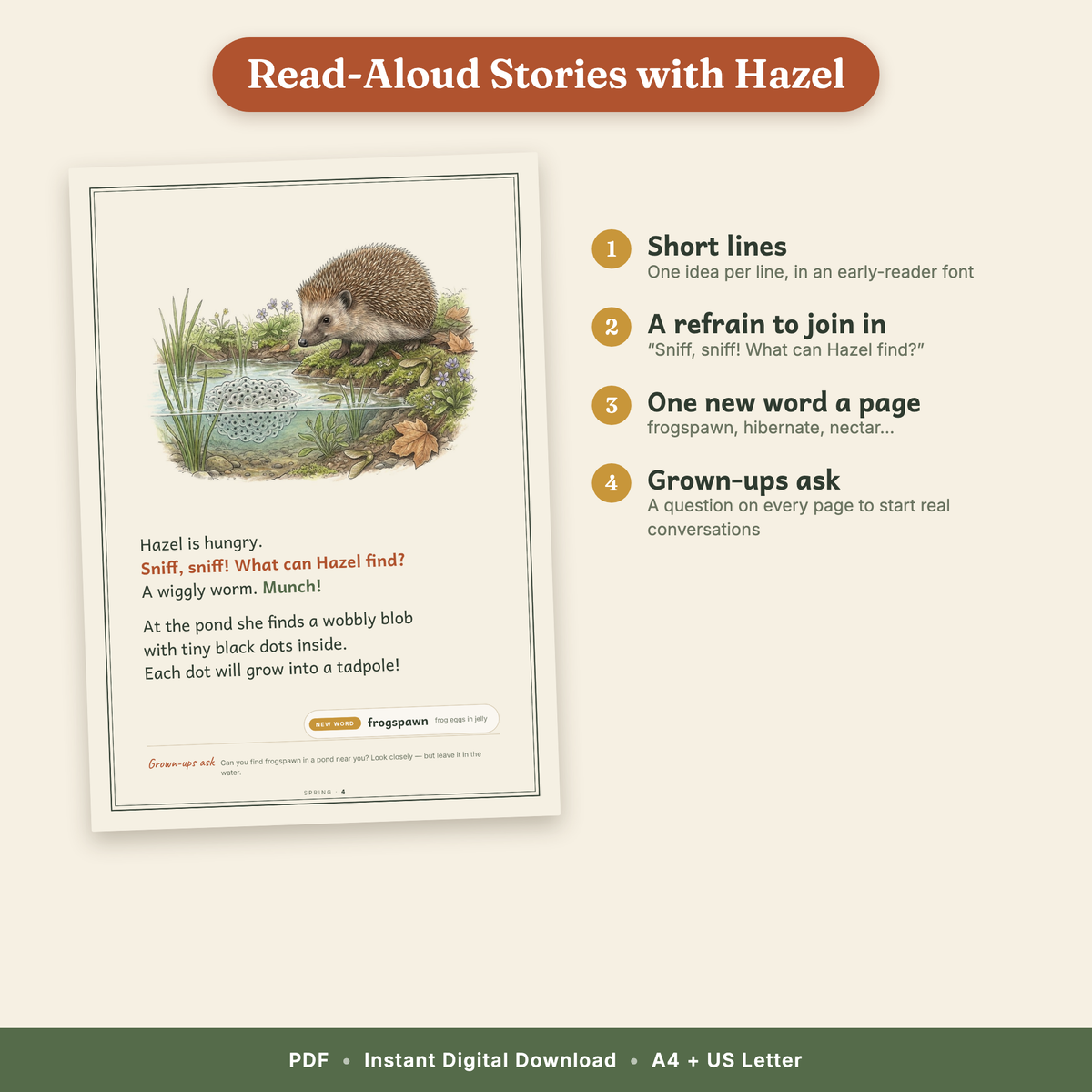 The Little Naturalist's Year | Nature Journal for Kids Ages 3β8 | 152-Page European Nature Study Bundle | 4 Season Books, Stories, Parent Guide & Posters | Printable PDF