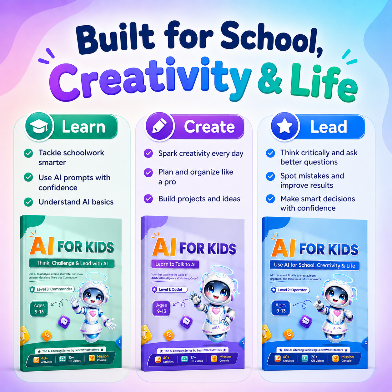 AI for Kids โ Complete 3-Book Bundle | Learn, Use & Lead with AI (Ages 9โ13)