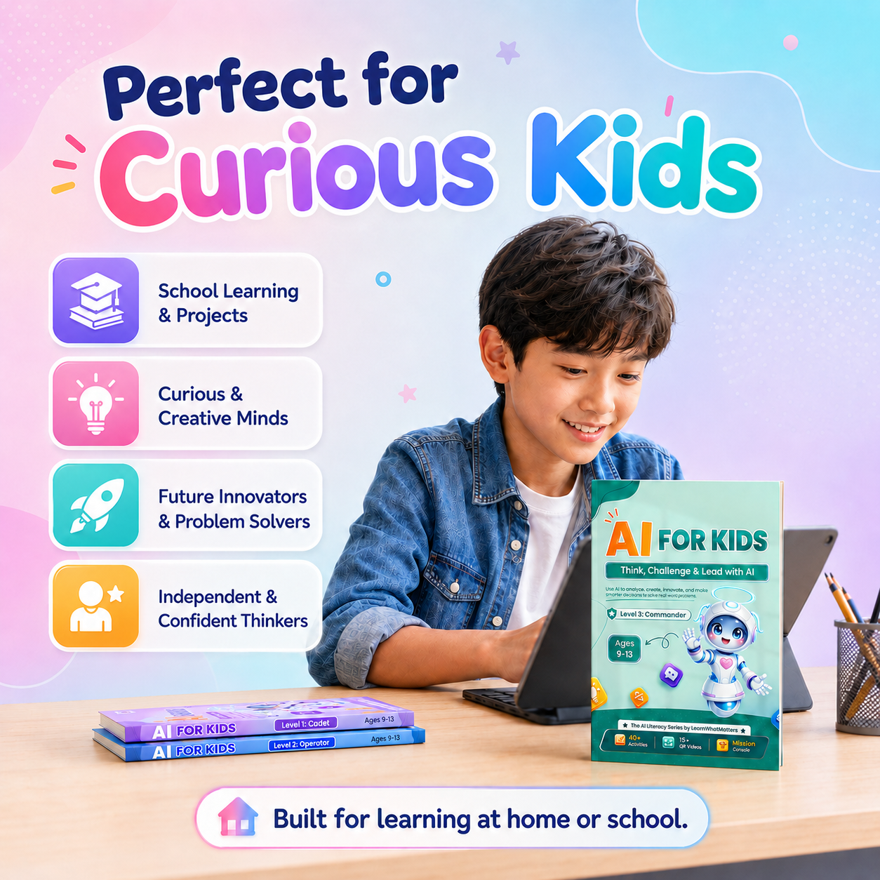 AI for Kids โ Complete 3-Book Bundle | Learn, Use & Lead with AI (Ages 9โ13)