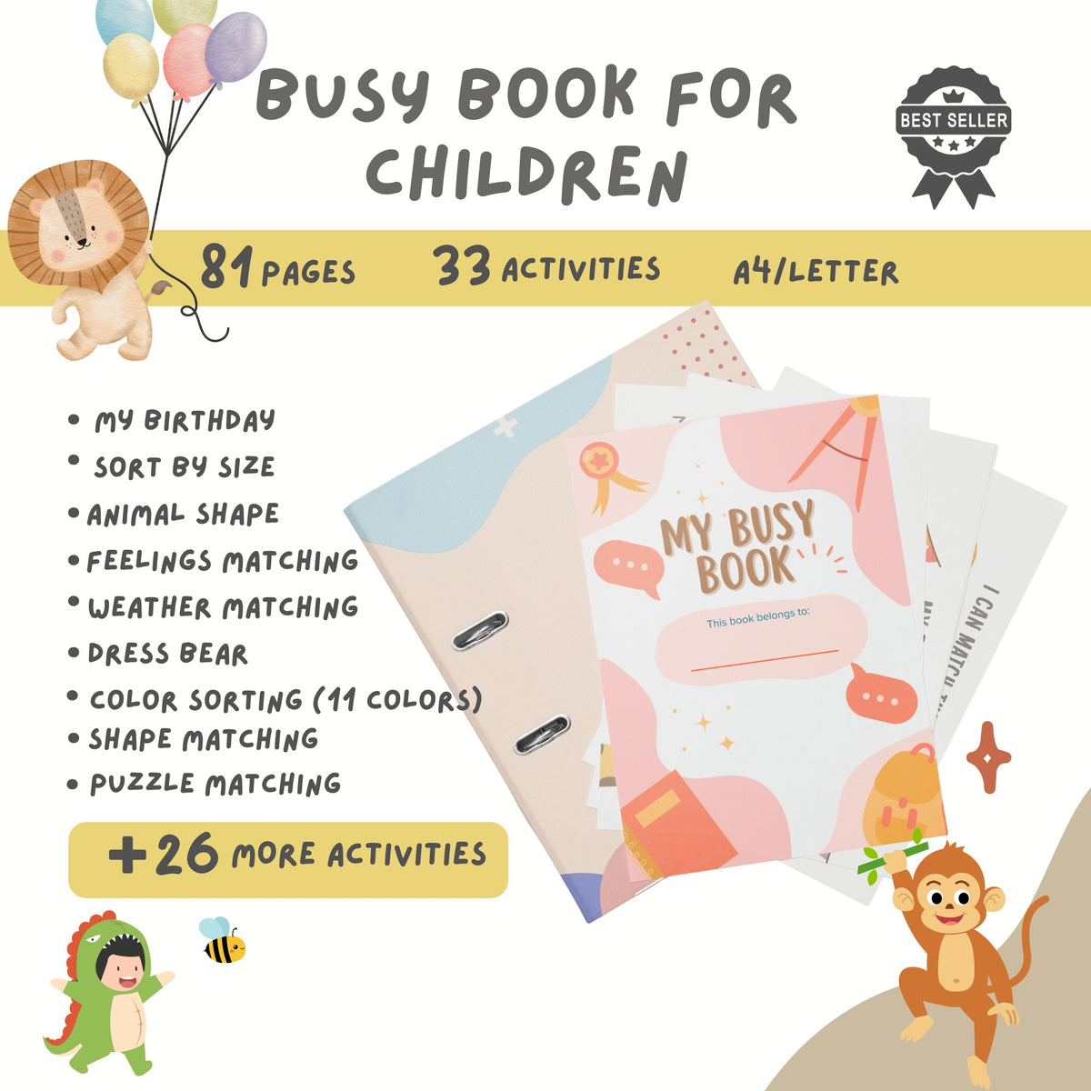 Busy Book Printable | Toddler Learning Binder | Homeschool Resources | Digital