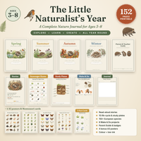 The Little Naturalist's Year | Nature Journal for Kids Ages 3–8 | 152-Page European Nature Study Bundle | 4 Season Books, Stories, Parent Guide & Posters | Printable PDF
