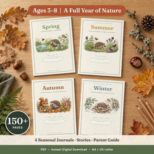 The Little Naturalist's Year | Nature Journal for Kids Ages 3–8 | 152-Page European Nature Study Bundle | 4 Season Books, Stories, Parent Guide & Posters | Printable PDF