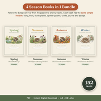 The Little Naturalist's Year | Nature Journal for Kids Ages 3–8 | 152-Page European Nature Study Bundle | 4 Season Books, Stories, Parent Guide & Posters | Printable PDF