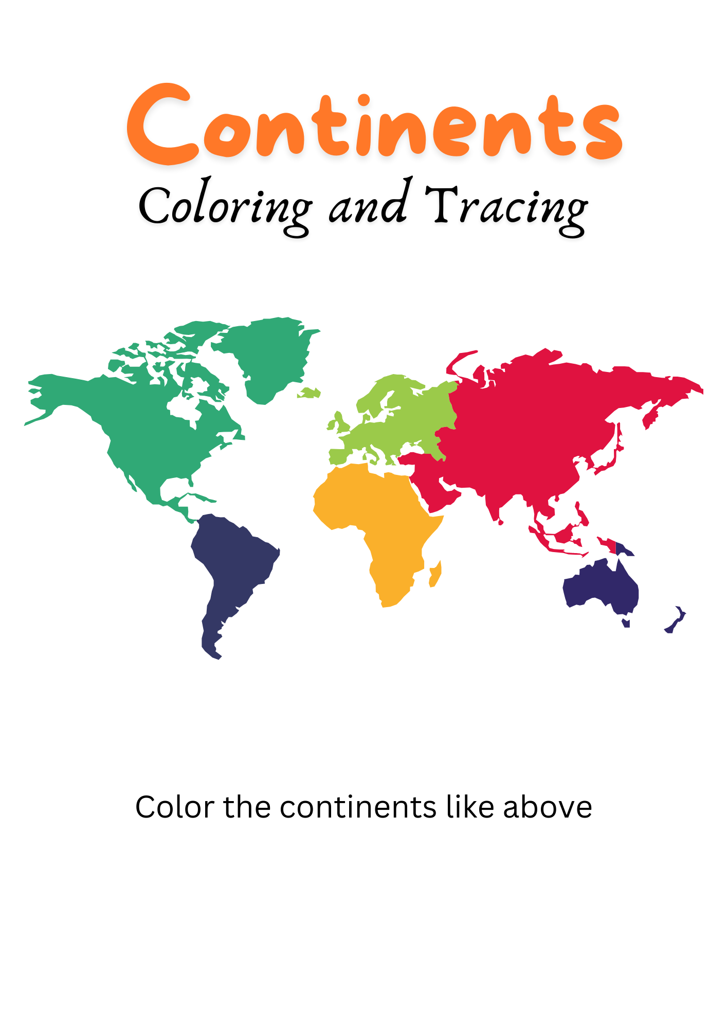 Homeschool Geography Coloring and Tracing: Continents