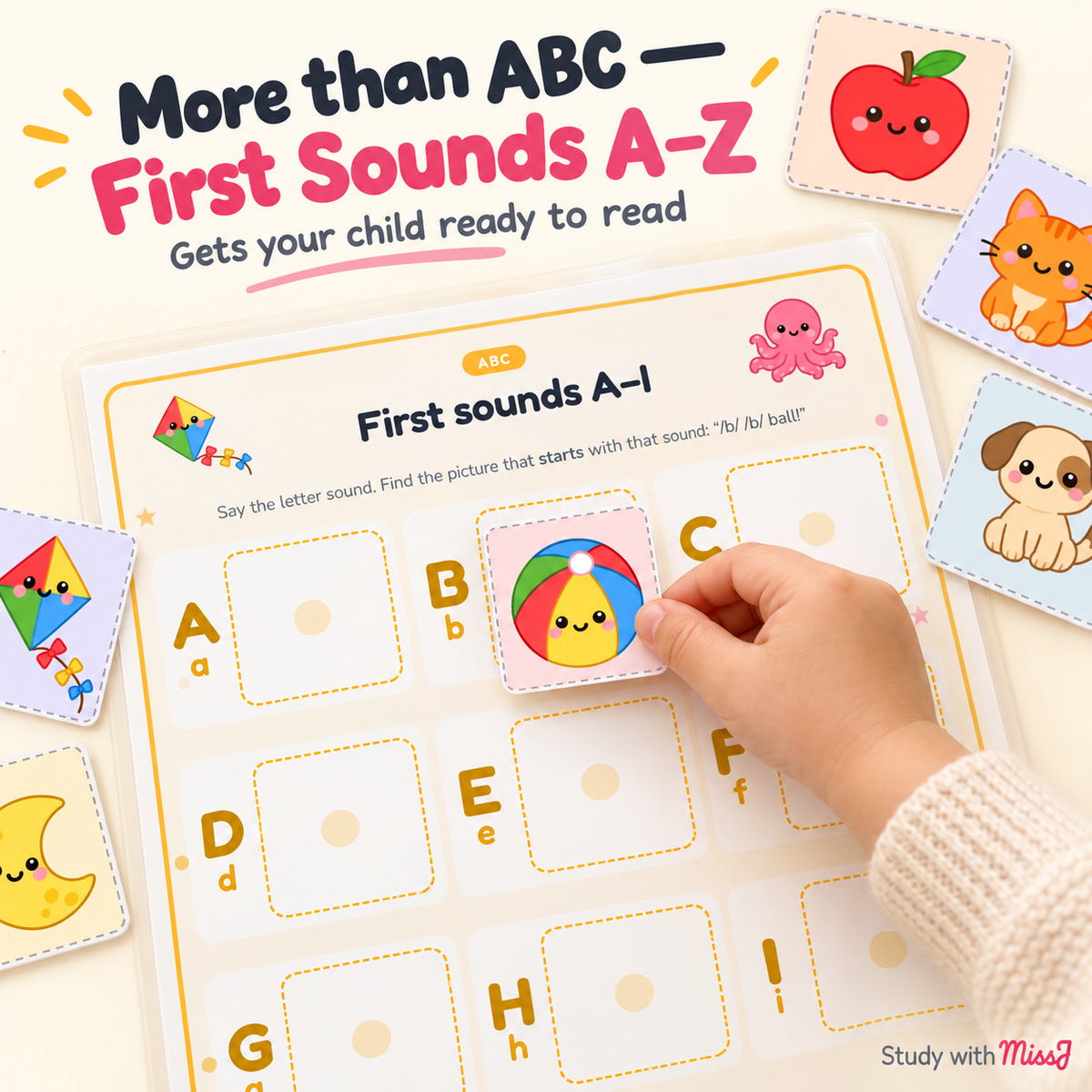 My Big Preschool Binder | 80-Page Toddler Busy Book with First Sounds A–Z | Printable Learning Binder, Ages 2–5