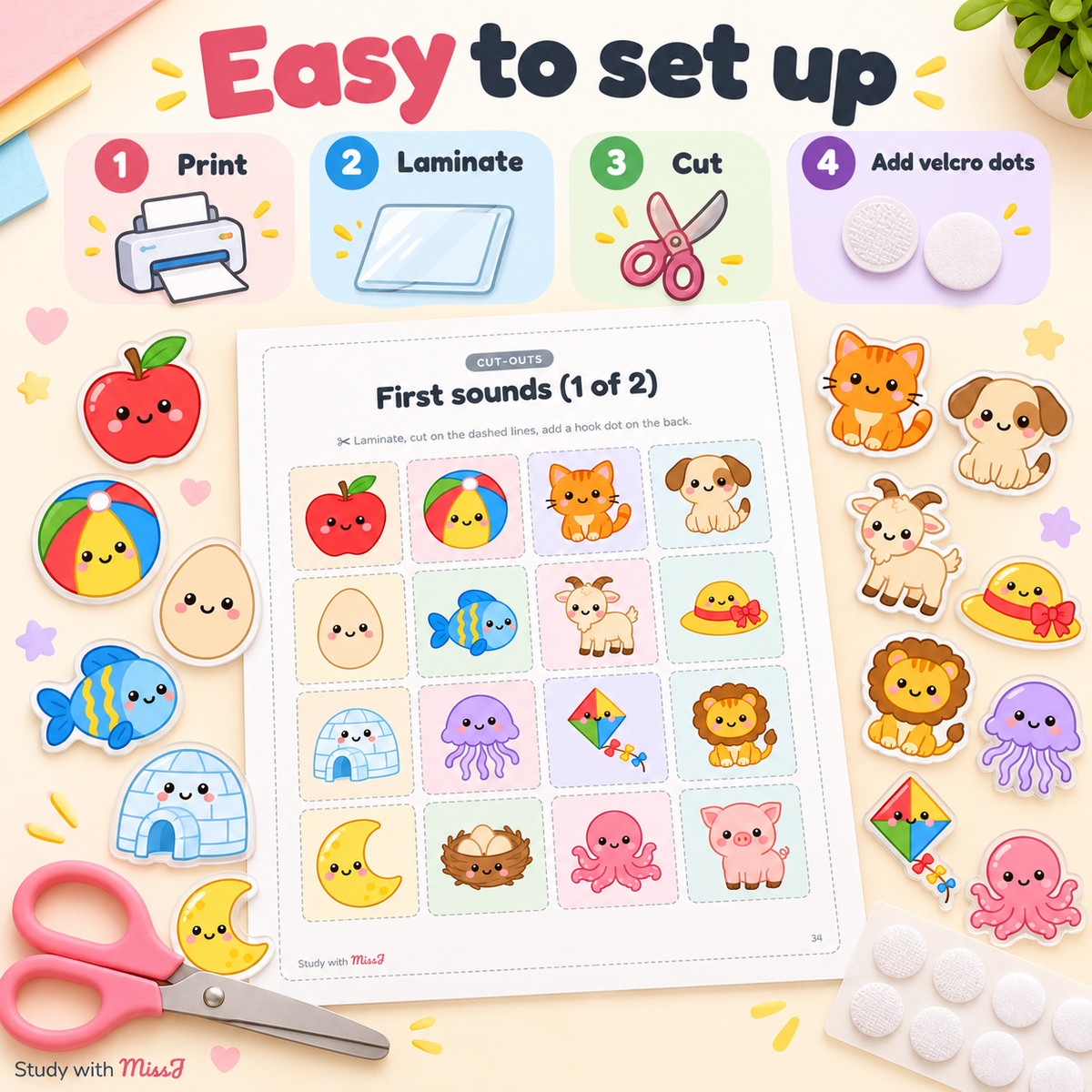 My Big Preschool Binder | 80-Page Toddler Busy Book with First Sounds A–Z | Printable Learning Binder, Ages 2–5