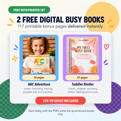Ultimate Phonics Bundle Set — 3 Spiral-Bound Books + 2 Free Busy Books | Learn to Read, Ages 3–7
